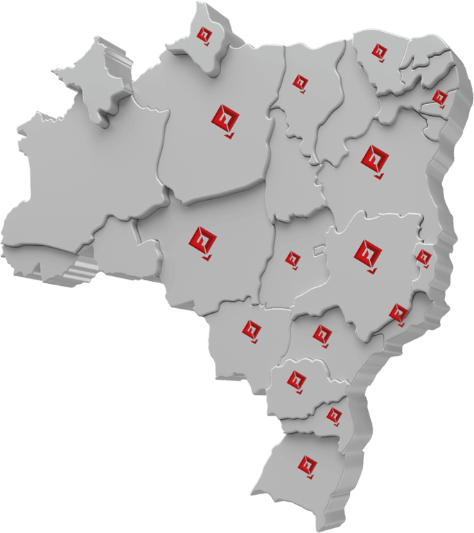 Mapa do Brasil com a distribuição das unidades Fast